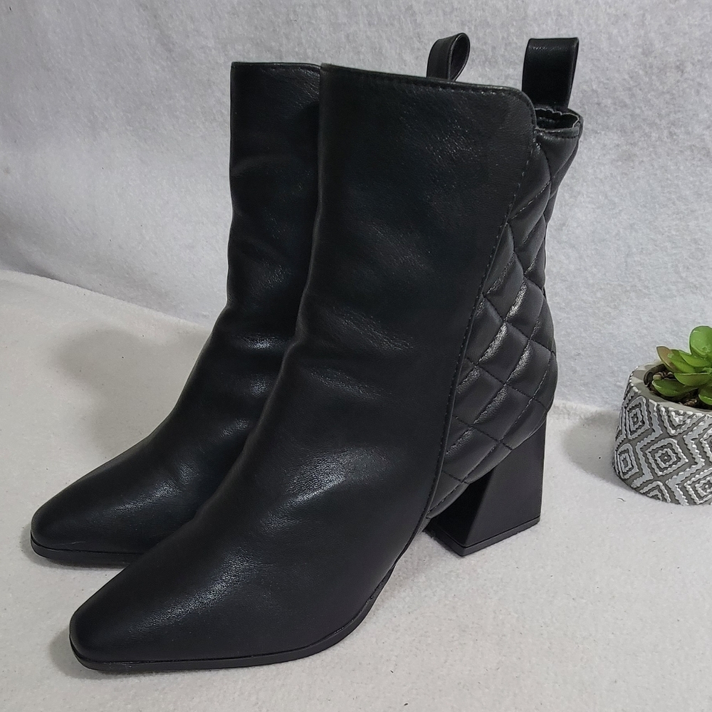 Jessica Carlyle Kena Quilted Chunky Square Heel Pointed Toe Ankle Boots 8.5 - Picture 9 of 15